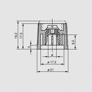 RITEL-2621603-RUBBER Knob 21/6mm Mat Sort Gummi DKM21-_