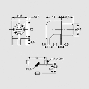 T-709 Phonobøsning Dimensions