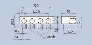 MENTOR 2696.8121 Ø3mm LED-Arrays horizontal, pose med 50 stk.