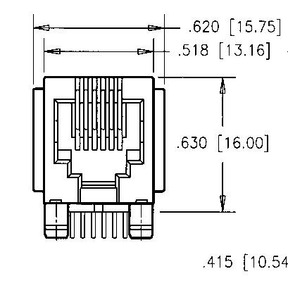 FRJA418 Modular-Jack Print 90° 8/8-Pole fuld afskærmet