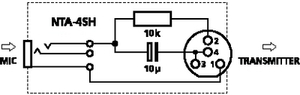 NTA-4SH Mini XLR 4-pol hun - 2,5mm.stereo hun adapter Tegning