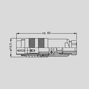 BIN99-5113-00-05 Serie 423 Male Cable Connector 5-Pole Solder Term. BIN99-5105-_, -5113-_, -5171-_, -5129-_<br>Dimensions