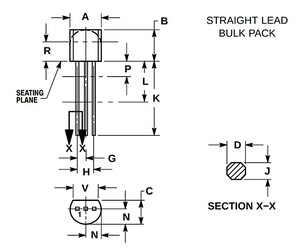 2N5088G Transistor, NPN, 30V, 0.05A, TO-92