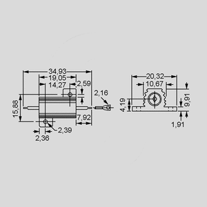 RH010100R0 WW Resistor Metal Housed 10W 1% 100R Dimensions