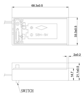 W48171 Batteriholder 1 x 9V Block lukket m.afbryder