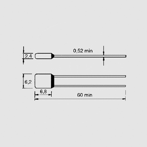 A5-F Thermal Fuses 135&deg;C 2A Radial Dimensions