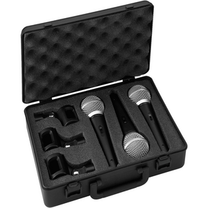 DM-3SET Mikrofonsæt, dynamiske (3) - 3 mikrofoner med afbryder og mikrofonholdere udformet som sm48 i stødsikker kuffert med skum