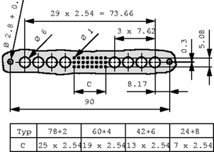 ERNI593818 Male A+B+C Pitch2,54 24+8-Pole Angled PCB