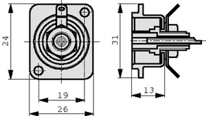 NF2D-9 RCA-indbygningshunstik Nickelplateret Hvid NEUTRIK