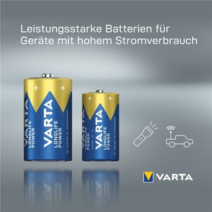 V4120D VARTA LR20, Alkaline Batteri, LR20, 1.5V, D, 2 stk.