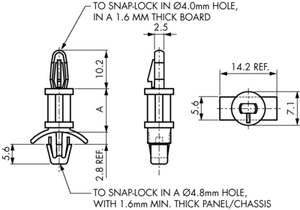 LCBS-10-01 Printkortholder 15,9mm. Pk=50stk.