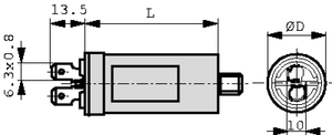 MKA 450-2 PLA-C8 FS Motorstart kondensator 2uF, 450V Ø25x57mm.