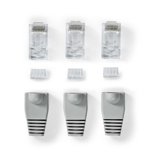 N-CMP-RJ45PL-C6 Cat.6/solid/utp 8P8C RJ45 for RUND kabel/ m. kappe, 10 stk.