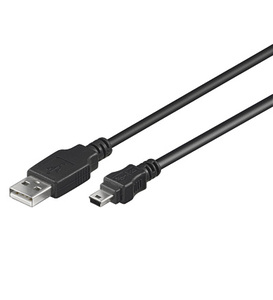 W93229 USB A til Mini B (5 pin), sort, 30 cm