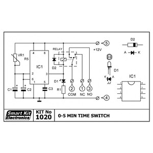 SK1020-SAMLET Færdigsamlet: 0-5 min. Timer-Switch UK