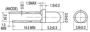 1224USOC/S530-A6 LED Orange 2V 20mA 3mm.