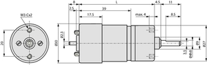 HL149 21:1 12V DC-motor 30 mm med transmission, HL149 21:1 12V