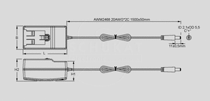 GE12I07-P1J SPS Plug-in 10W 7,5V/1,33A (2,1x5,5mm) GE_-P1J