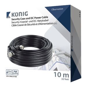 N-SAS-CABLE1010B KÖNIG 10M SECURITY COAX CABLE RG59 + DC POWER