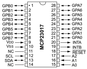MCP23017-E/SP MICROCHIP 16BIT EXPANDER, I/O, I2C I/F, DIP-28