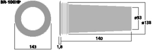 BR-100HP Basrefleksrør Ø=93mm. Tegning