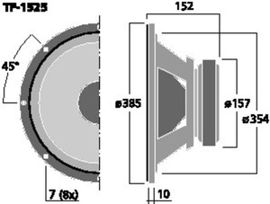 TF-1525 PA-woofer 15" 8 Ohm 250W Drawing 400