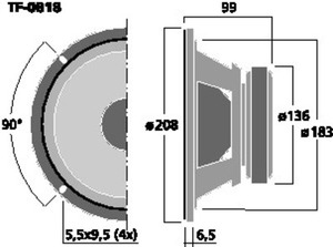 TF-0818 PA-woofer/midrange 8" 8 Ohm 100W Drawing 400