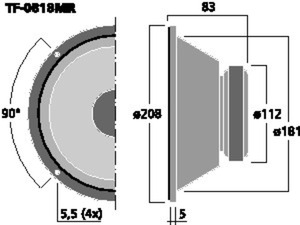 TF-0818MR PA-Midrange 8" 8 Ohm 100W Drawing 1024