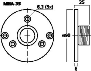 MHA-35 Skrue adapter Drawing 1024