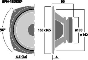 SPH-165KEP HiFi-Bas/Midrange 6,5" 8 Ohm 60W Drawing 1024