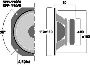 SPP-110/4 HiFi-Bas/Midrange 4" 4 Ohm 30W Drawing 1024