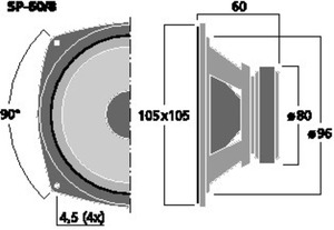 SP-60/4 HiFi-Bas/Midrange 4" 4 Ohm 30W Drawing 1024