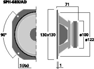 SPH-68X/AD Fuldtoneenhed 5" 8 Ohm 30W Drawing 1024