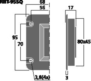 RBT-95SQ Bånddiskant 8 Ohm 30W 4-kantet Drawing 1024