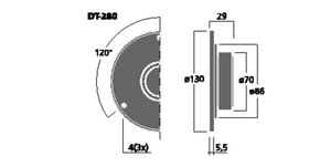 DT-280 HiFi-Dome tweeter 8 Ohm 50W Drawing 400