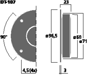 DT-107 HiFi-Dome tweeter 8 Ohm 80W Drawing 400