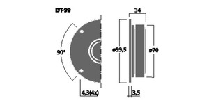DT-99 Dome tweeter 8 Ohm 40W Drawing 1024