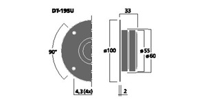 DT-19SU HiFi-Dome Tweeter 8 Ohm 50W Drawing 1024