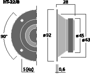 HT-22/8 Cone tweeter 2" 8 Ohm 10W Drawing 400