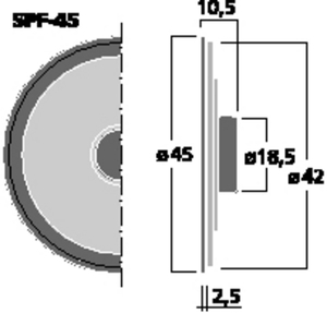 SPF-45 Miniature-HT 1,8" 8 Ohm 0,1W Drawing 400