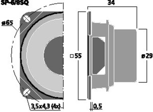 SP-6/8SQ Universal-HT 2" 8 Ohm 10W Drawing 1024