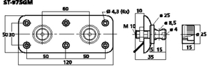 ST-975GM Højttalerterminal, 2-pol, 50 x 120mm. Drawing 400