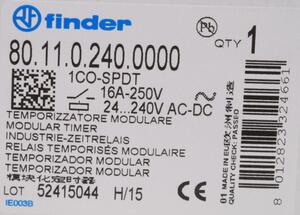 FZR8011-240 Finder TidsRelæ SPDT (forsinket tilslutning) 16A 24-240V 80.11.0.240.0000