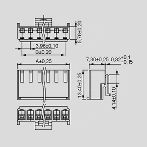 NSL396M-8G PCB Header 8-Pole Straight P3,96 NSG396M-_<br>Dimensions