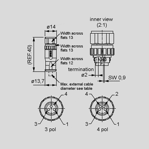 SAL-8-RKWC3-S Female Cable Con. 3-Pole Screw Term 90&deg; SAL-8-RKWC_<br>Dimensions