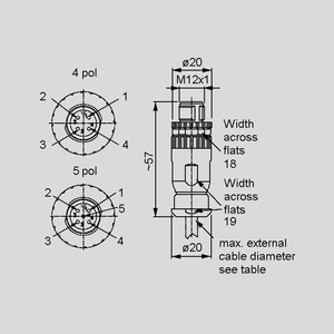 SAL-12S-RSC5-S-075 Male Cable Con. 5-Pole Screw Term shield SAL-12S-RSC_<br>Dimensions