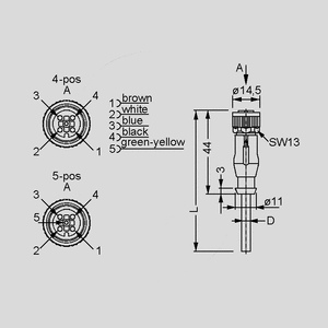 SAL-12-RK5-2-K1 Female Cable Con. 5-Pole molded 2m axial SAL-12-RK_<br>Dimensions