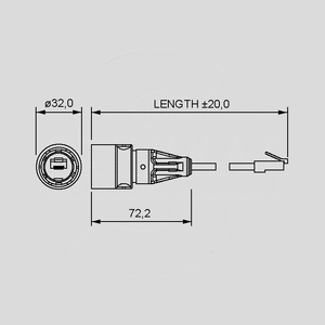 PXP6037-2M00 Eth Patchcord-Single Sealed 2m PXP6037-_M00<br>Dimensions