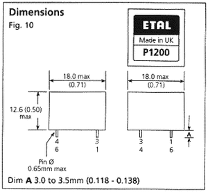 P1200 ETAL -  TRANSFORMER, LINE MATCHING, V.32 BIS