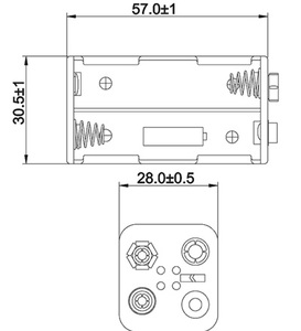 A-302 Batteriholder 4 X AA snaplås HVID